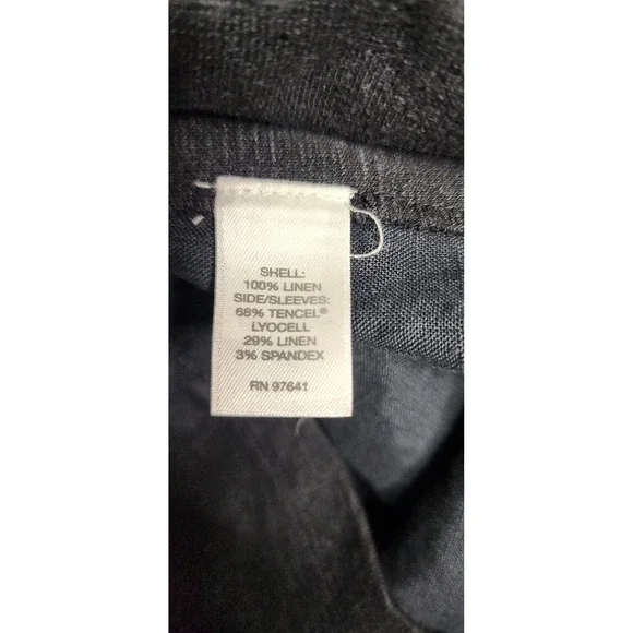 Pure Jill Petite M Black/Blue‎ Linen Blend Dress Short Sleeve Summer Tropical - Picture 4 of 4